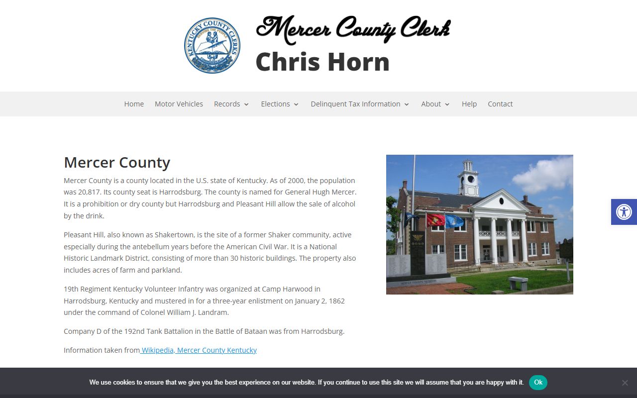 Mercer County Circuit Court Clerk records page county clerk context