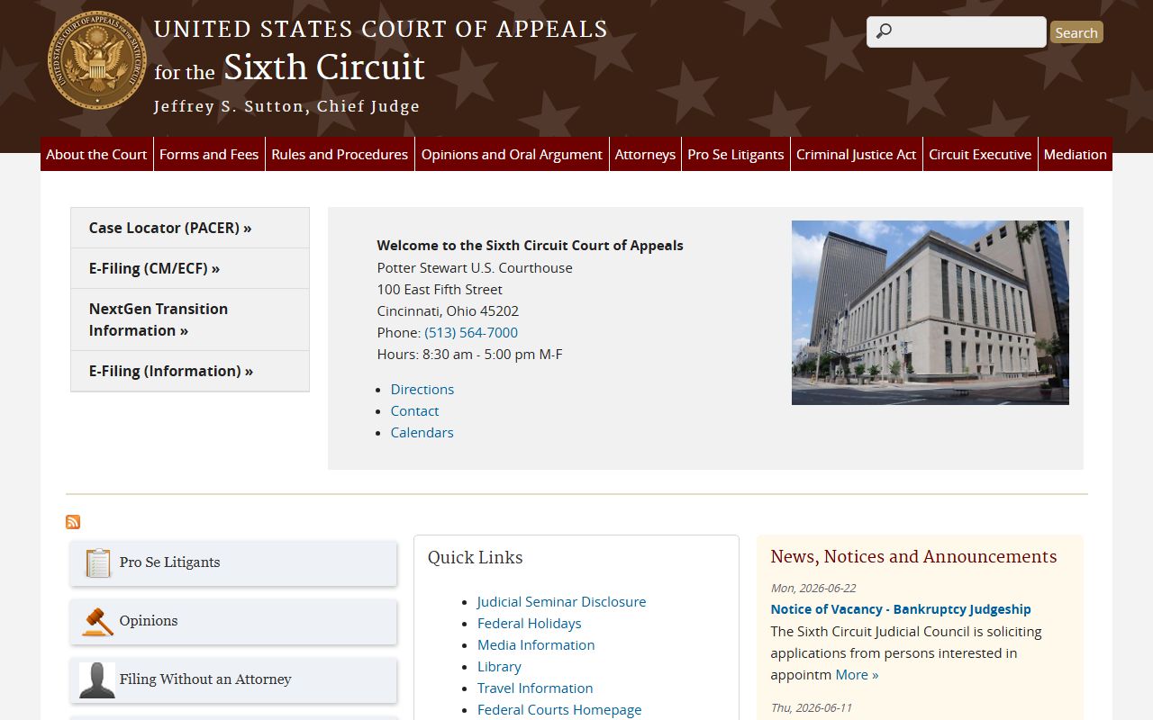 Mercer County court dockets Sixth Circuit federal appeal reference