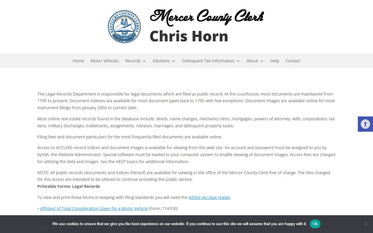 Mercer County court records legal records access