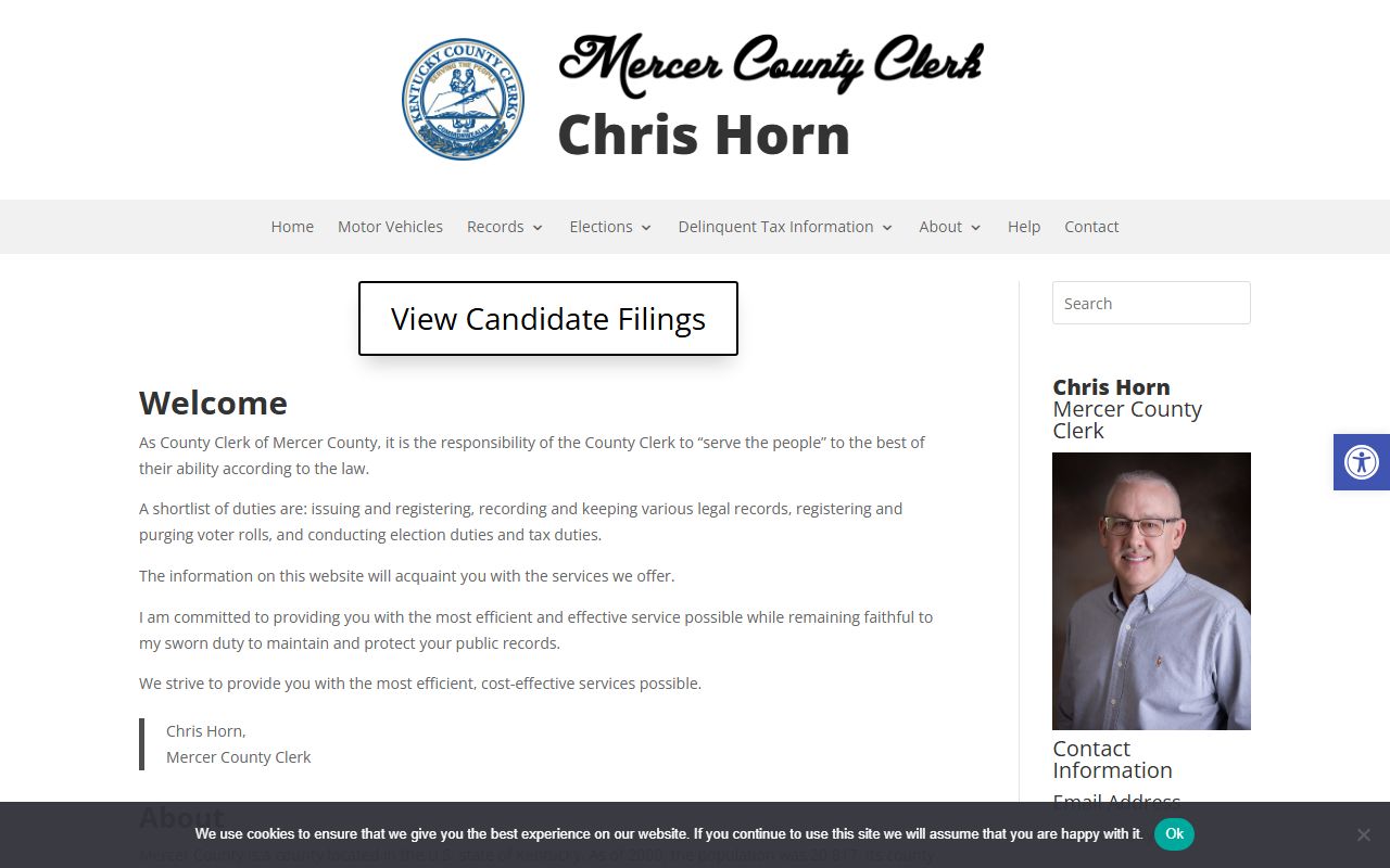 Mercer County court records County Clerk homepage