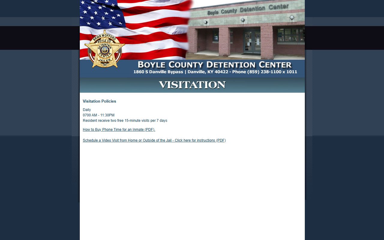 Mercer County inmate records Boyle Detention visitation schedule